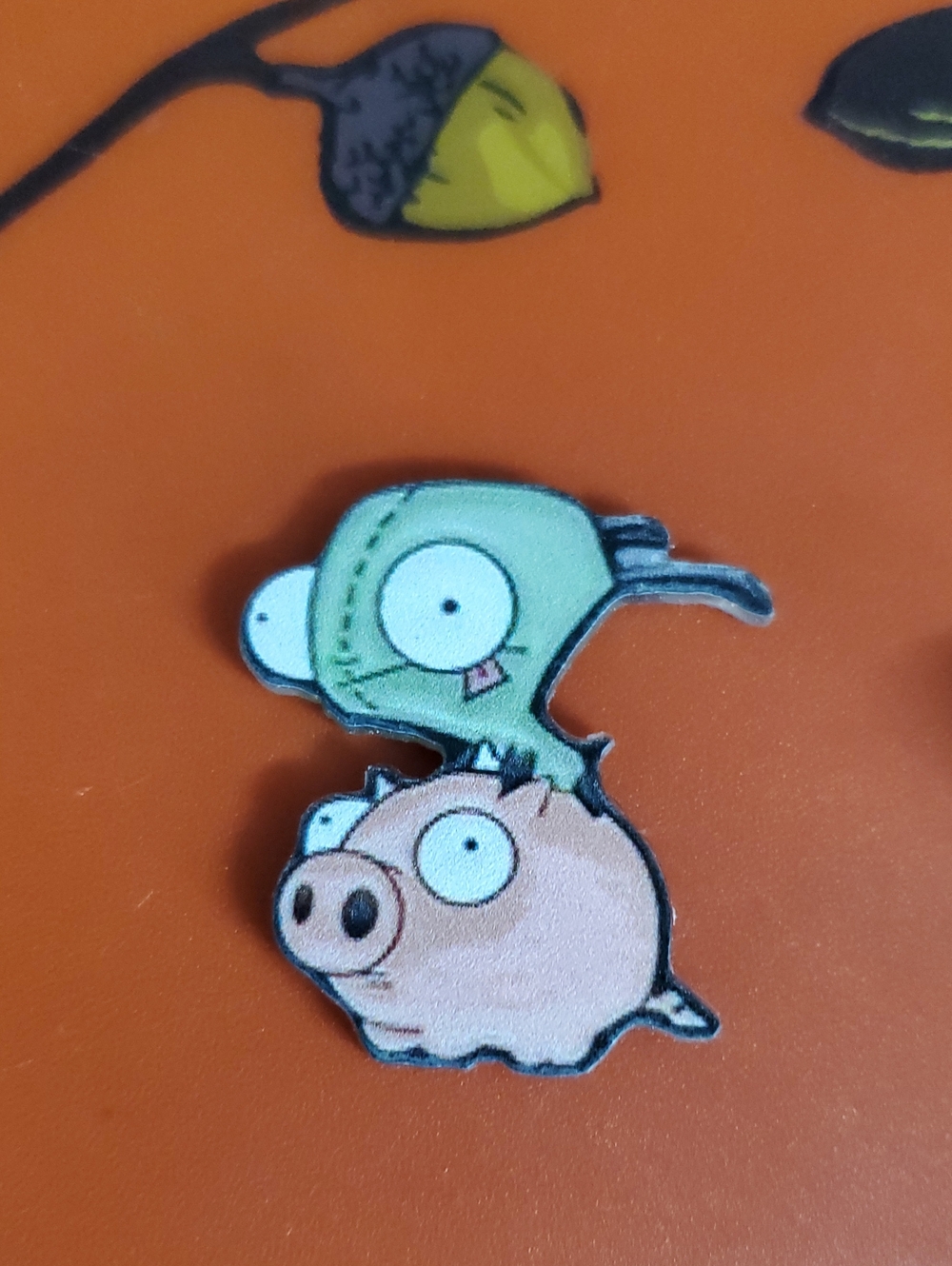Gir Pig Stack Enamel Pin - Green & Pink